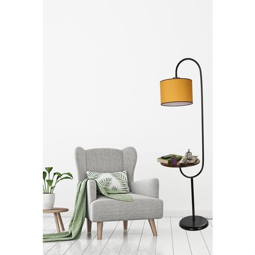 Zümrüt siyah lambader silindir hardal abajurlu Mustard Floor Lamp slika 1