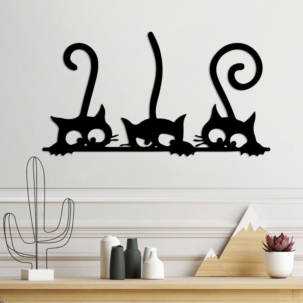 Decorative metal wall accessory Cat 5, colour: black slika 2