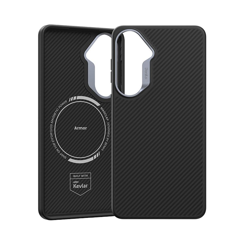 Benks Magnetic Armor Pro Kevlar maska sa metalnim okvirom za Samsung Galaxy S26 - crna slika 2