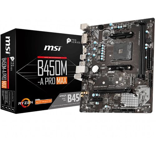 MSI Main Board Desktop B450M-A PRO MAX (SAM4, 2xDDR4, 1xPCI-Ex16, 1xPCI-Ex1,6 x USB3.2, 6 x USB2.0, 4xSATA III, M.2, DVI-D, HDMI, GLAN) mATX Retail slika 1