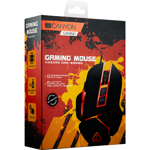 CANYON Optical gaming mouse, adjustable DPI setting 800/1000/1200/1600/2400/3200/4800/6400, LED backlight, moveable weight slot and retractable top cover for comfortable usage slika 6