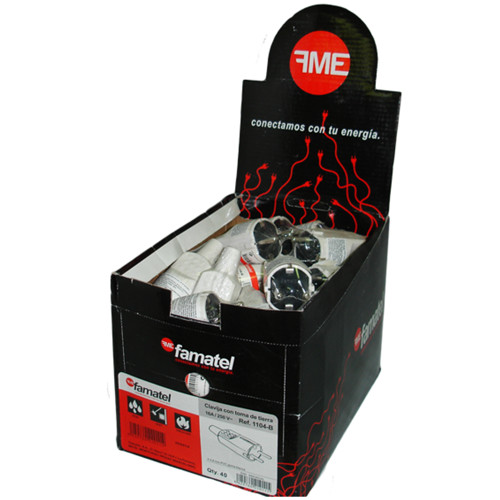 Famatel Strujni utikač 4.8mm Schuko, 2P+E, 16A/250V, bijeli - 1104-B slika 2