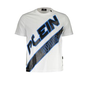 PLEIN SPORT WHITE MEN'S SHORT SLEEVE T-SHIRT