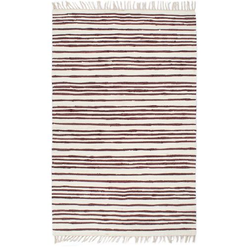 Ručno tkani tepih Chindi od pamuka 120 x 170 cm bordo-bijeli slika 17