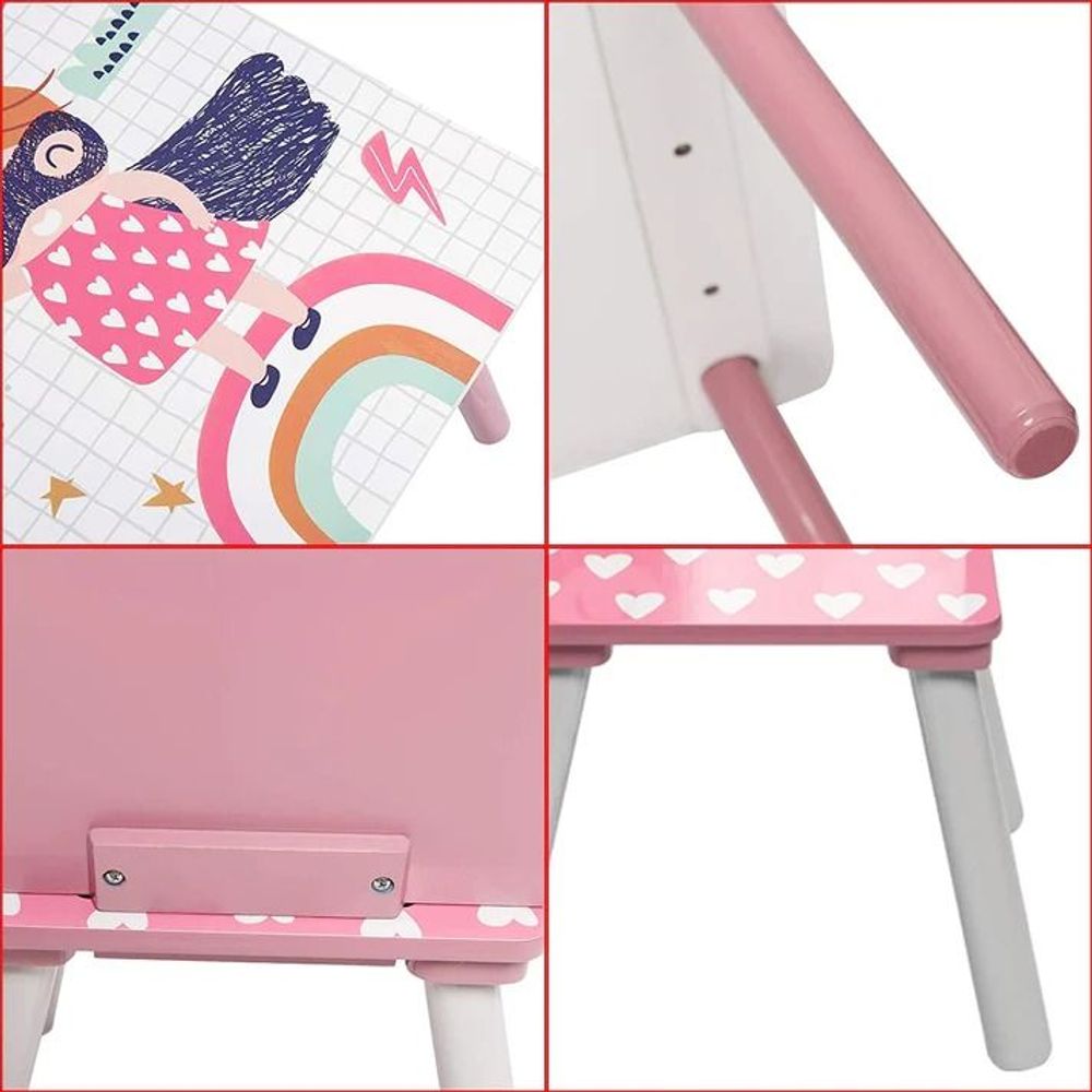 Kinder Home Drveni dječiji sto sa dvije stolice Super Girl slika 11