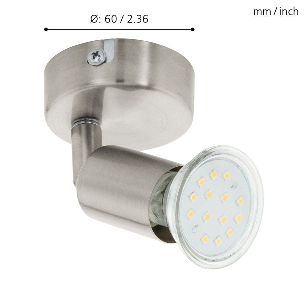 Eglo Buzz-led reflektor/1, led 1x3w, 240lm, nikl-mat,  slika 3