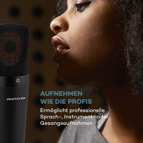 Auna Pro MIC-920B, USB kondenzatorski mikrofon, studijski, velika membrana, crna boja slika 10