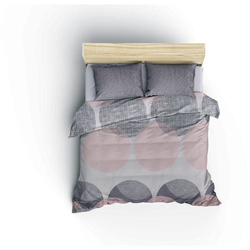 L'essential Maison Leron - Grey GreyPinkWhite Ranforce Double Quilt Cover Set slika 2