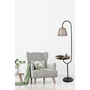 Zümrüt Siyah Lambader Pramit 15-3 Abajurlu Dark Beige Floor Lamp