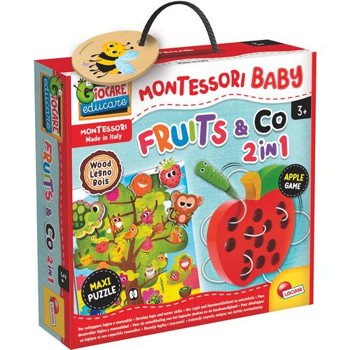 LISCIANI Montessori Wood maxi puzzle voće i vezica 2u1 92260 slika 1