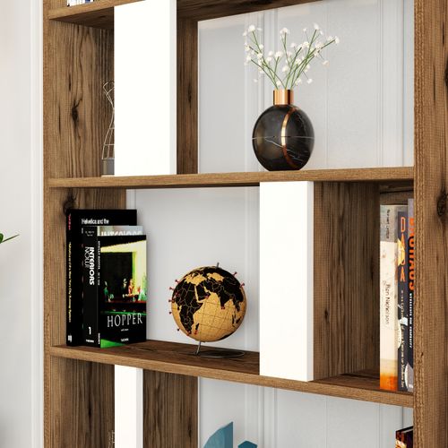 Woody Fashion Polica za knjige, Lima - Walnut, White slika 3