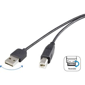 Renkforce USB kabel USB 2.0 USB-A utikač, USB-B utikač 1.80 m crna utikač primjenjiv s obje strane, pozlaćeni kontakti RF-4078644