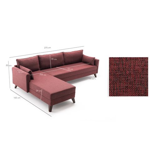 Atelier Del Sofa Kutna garnitura, Bordo crvena, Bella Corner Sofa Left 1 - Claret Red slika 7