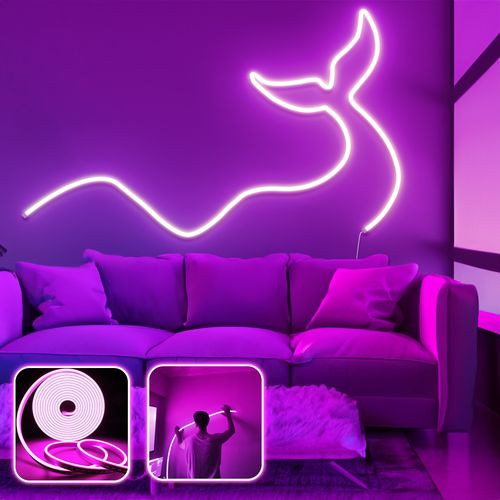 Opviq dekorativna zidna led svjetiljka, Wave and Tail - Large - Pink slika 2