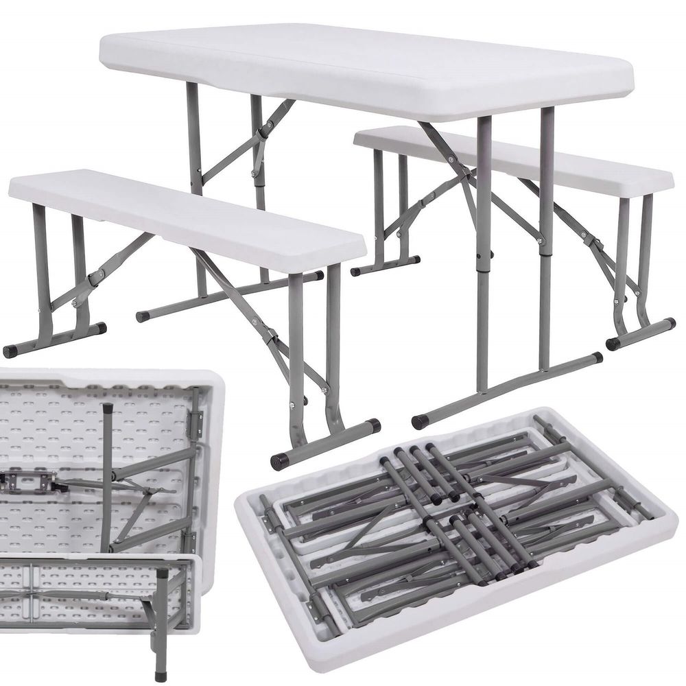 Set za catering stol + klupe 105 x 65 x 69 cm bijeli slika 2