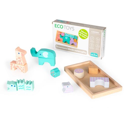 ECO TOYS Drvene kocke na podlozi životinje slika 6