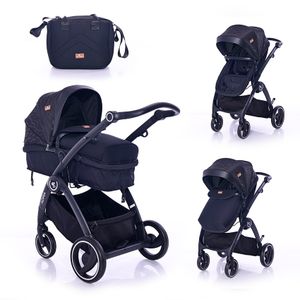 LORELLI ADRIA Kolica Black 2u1 SET: Košara + Putna Torba + Zimska Navlaka (do 15 kg)