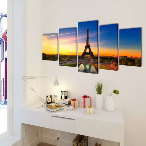 Zidne Slike na Platnu Set s Printom Eiffelov Toranj 200 x 100 cm slika 2