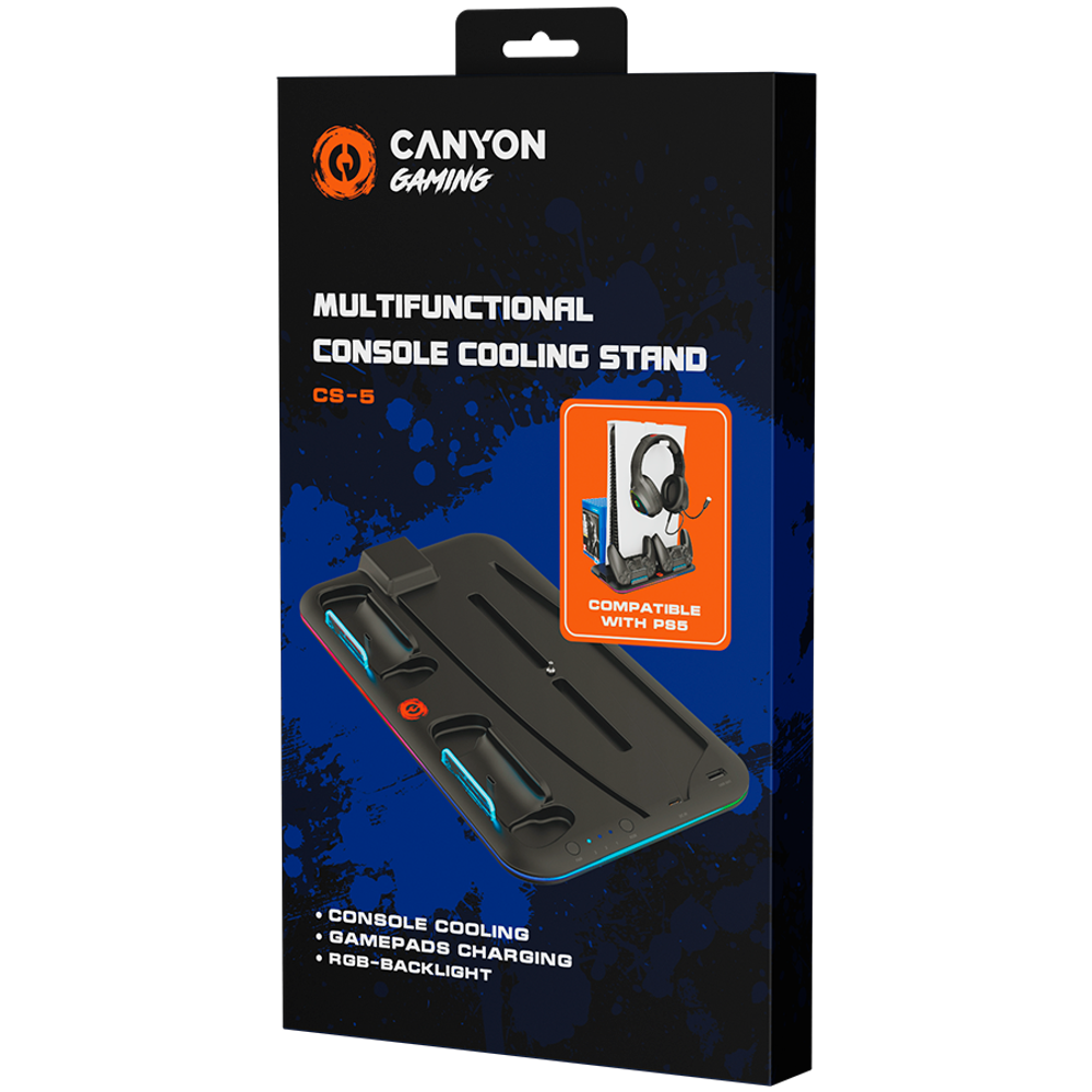 CANYON CS-5: Multifunkcionalni Stalak za Hlađenje i Punjenje za PS5, Crni slika 4