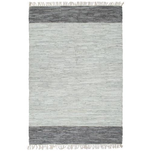 Ručno tkani tepih Chindi od kože 160 x 230 cm sivi slika 15