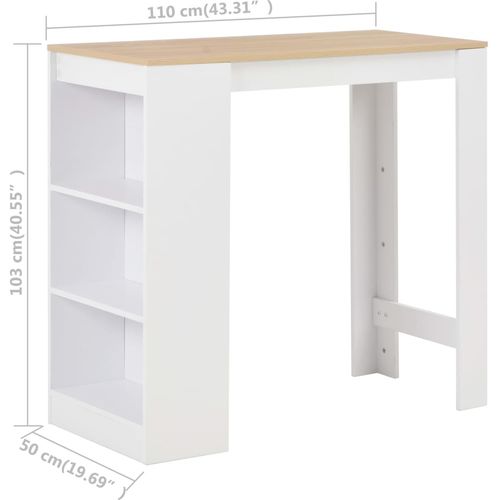 Barski stol s policom bijeli 110 x 50 x 103 cm slika 41