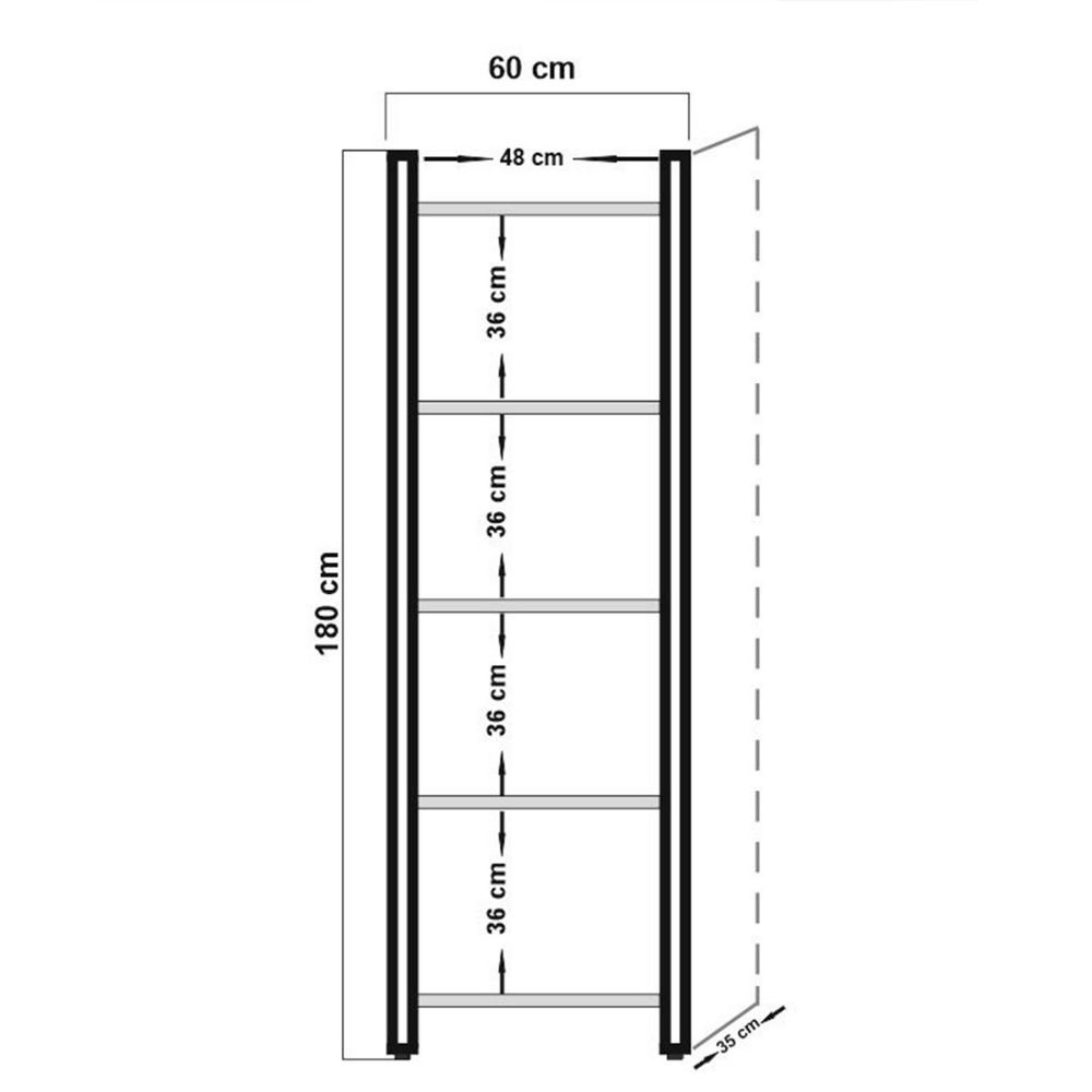 Cosmo Penta Atlantic Pine Black Bookshelf slika 4