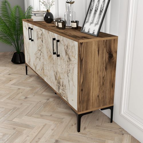 Woody Fashion Komoda, Kiev 160 - Walnut, White Marble slika 3