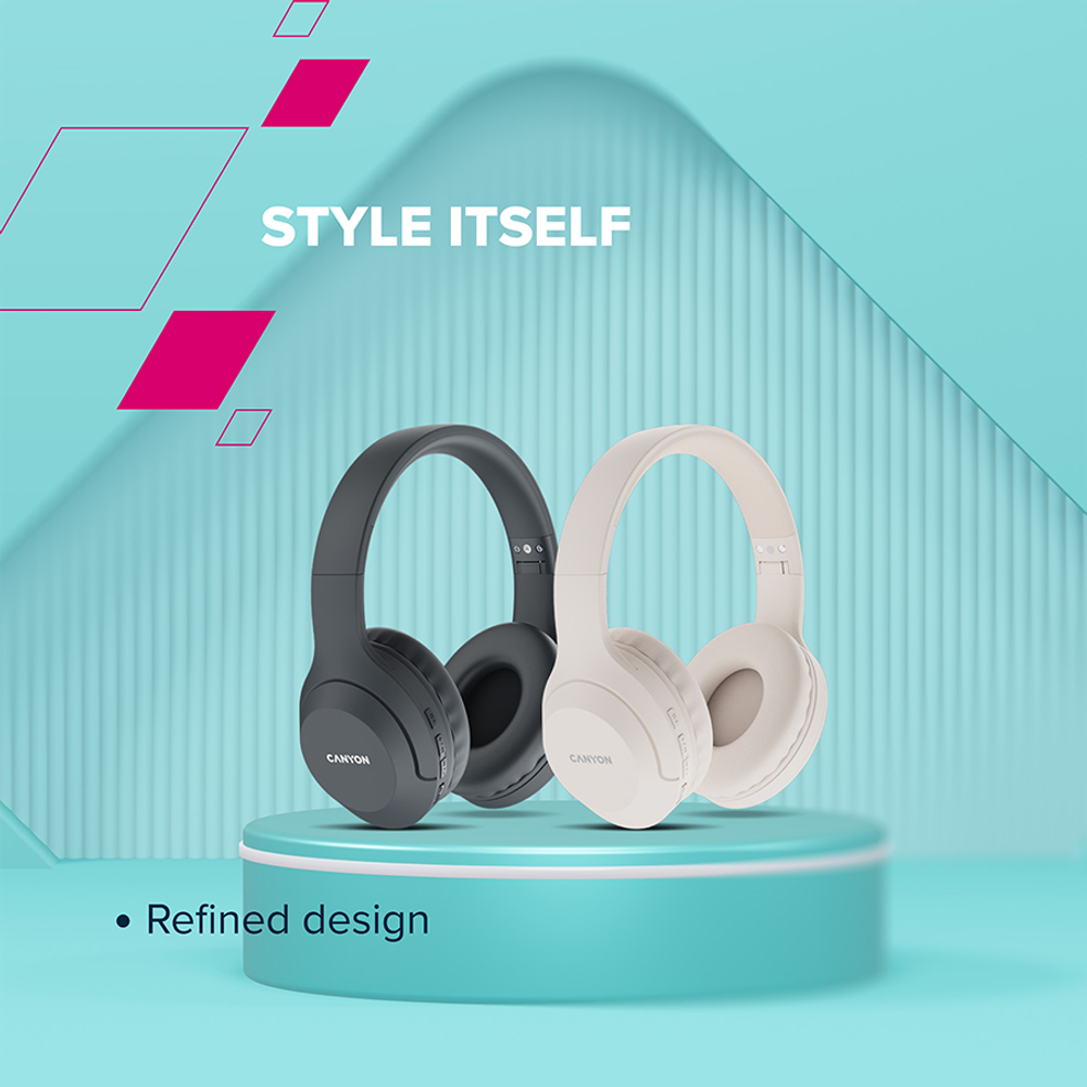 CANYON BTHS-3 Bežične Bluetooth Slušalice, Bež slika 6