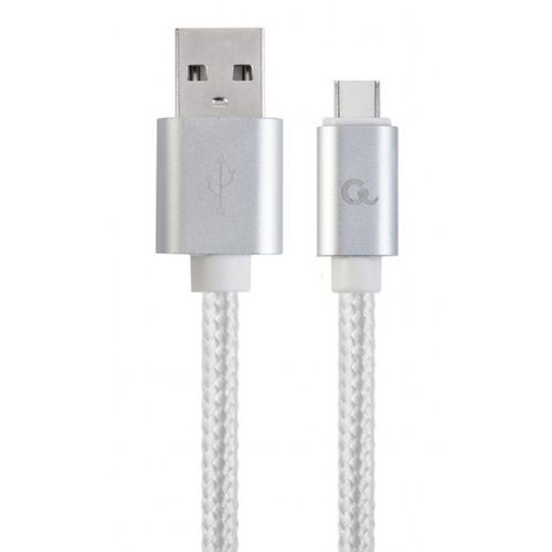 CCB-mUSB2B-AMCM-6-S Gembird Cotton braided Type-C USB cable with metal connectors, 1.8 m, silver slika 1