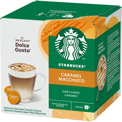 STARBUCKS Caramel Macchiato by NESCAFÉ® Dolce Gusto®, kapsule za kavu, (12 kapsula / 6 napitaka), kutija, 127,8 g slika 1