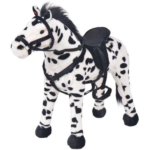 Stojeća igračka plišani konjić crno-bijeli XXL slika 1