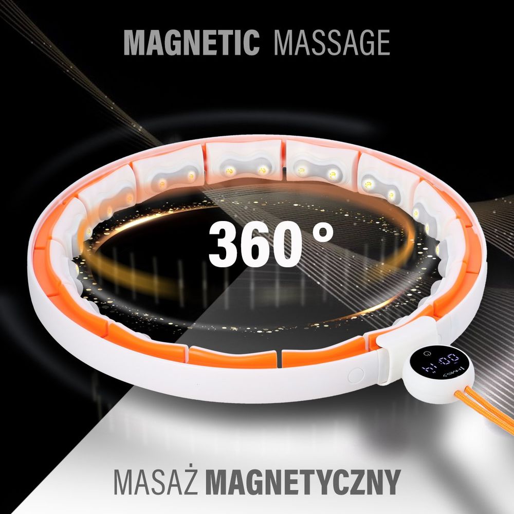 Hhm21 hula hop bijelo/narančasti magnetski s utegom + brojač hms slika 3