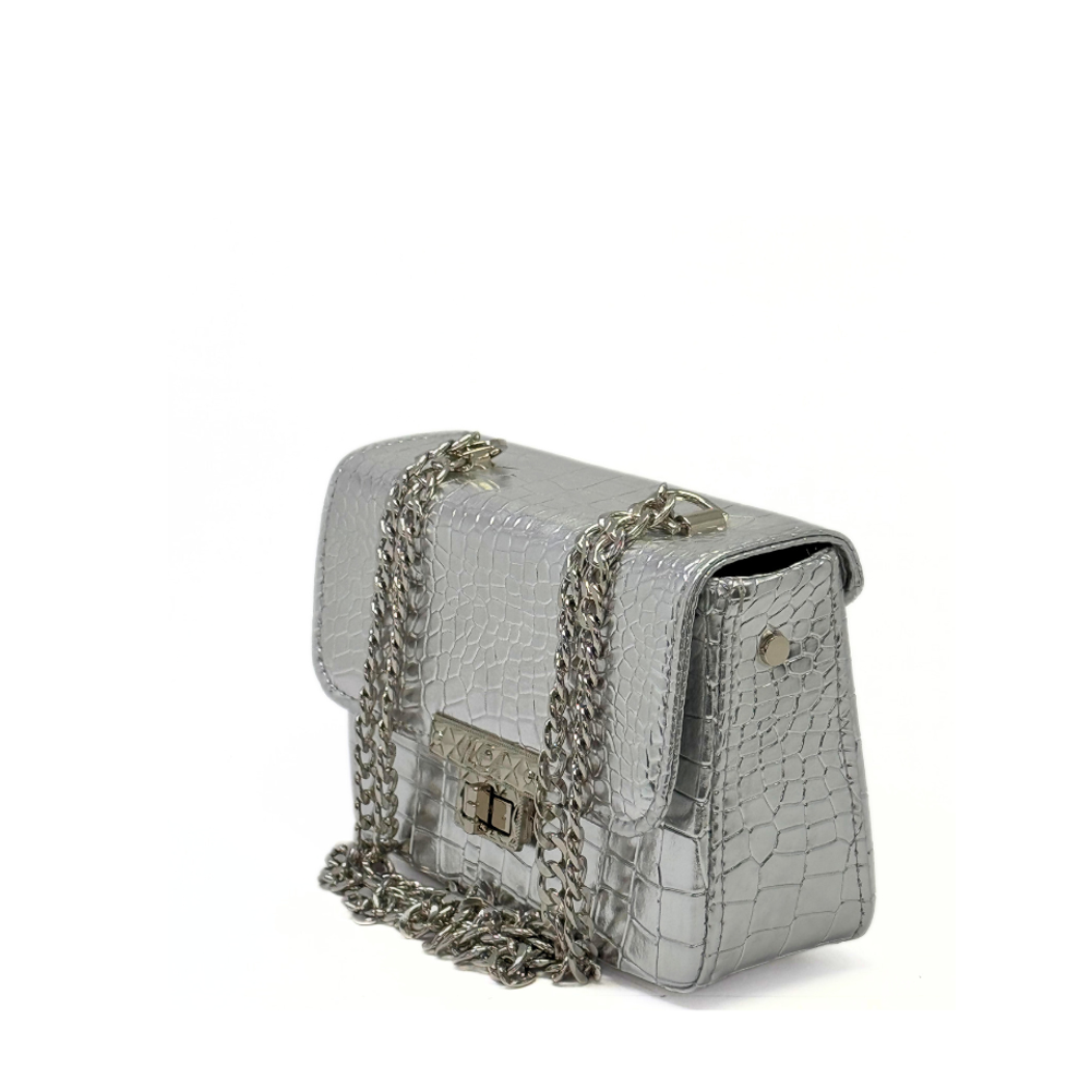 ILEA Ženska torba Nina 22x16cm, Srebrna Kroko slika 2