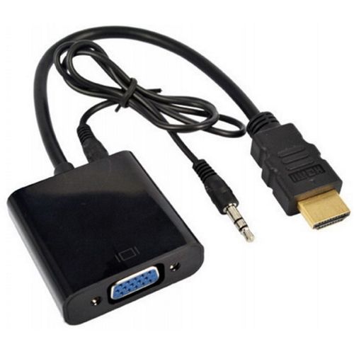 E-GREEN Adapter HDMI (M) - VGA D-sub (F) + Audio kabl 3.5mm (M/M) crni slika 1
