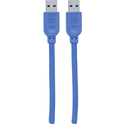 Manhattan USB kabel USB 3.2 gen. 1 (USB 3.0) USB-A utikač, USB-A utikač 1.80 m plava boja zaštićen s folijom, UL certificiran, pozlaćeni kontakti 354295 slika 3