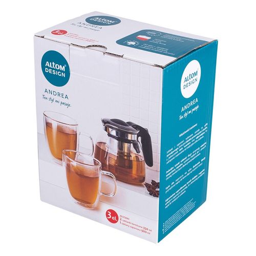 Altom Design Andrea Termo Staklene Šalice i Vrč za Kavu i Čaj - Set od 2 Šalice (350 ml) + Vrč (900 ml) slika 6