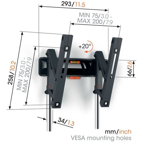 Vogels TVM3213, zidni nosač za ekrane od 19"-43", nagib do 20°, 15kg slika 2