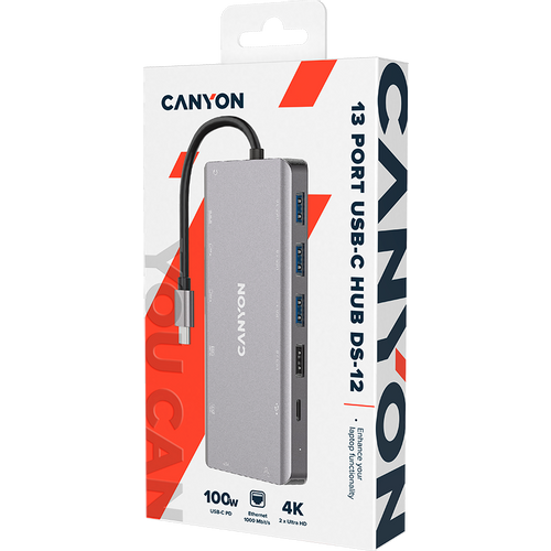 CANYON 13 in 1 USB C hub, Dark gray slika 2