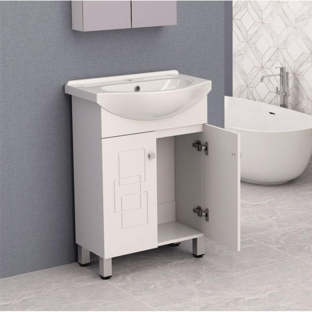 Inter Ceramic samostojeći pvc kupaonski ormarić sa umivaonikom 60x85x43 cm, bijeli slika 3