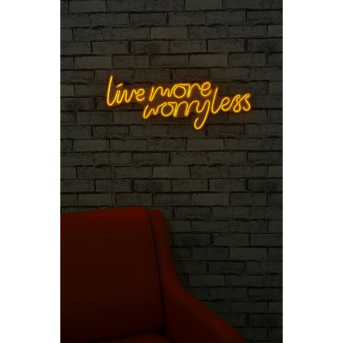 Wallity Ukrasna plastična LED rasvjeta, Live More Worry Less - Yellow slika 11