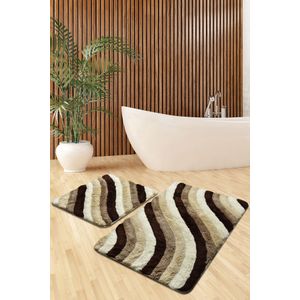 Colorful - Beige Multicolor Acrylic Bathmat Set (2 Pieces)