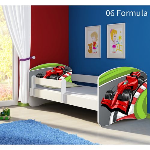 Dječji krevet ACMA s motivom, bočna bijela 140x70 cm - 06 Formula 1 slika 1