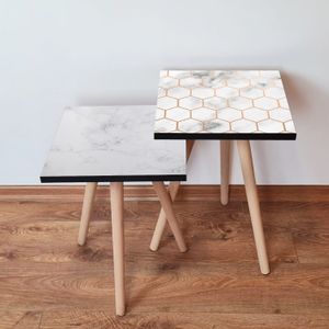 Nesting stolovi 2Shp525 - (2 komada) - boje: bijela, zlatna, siva