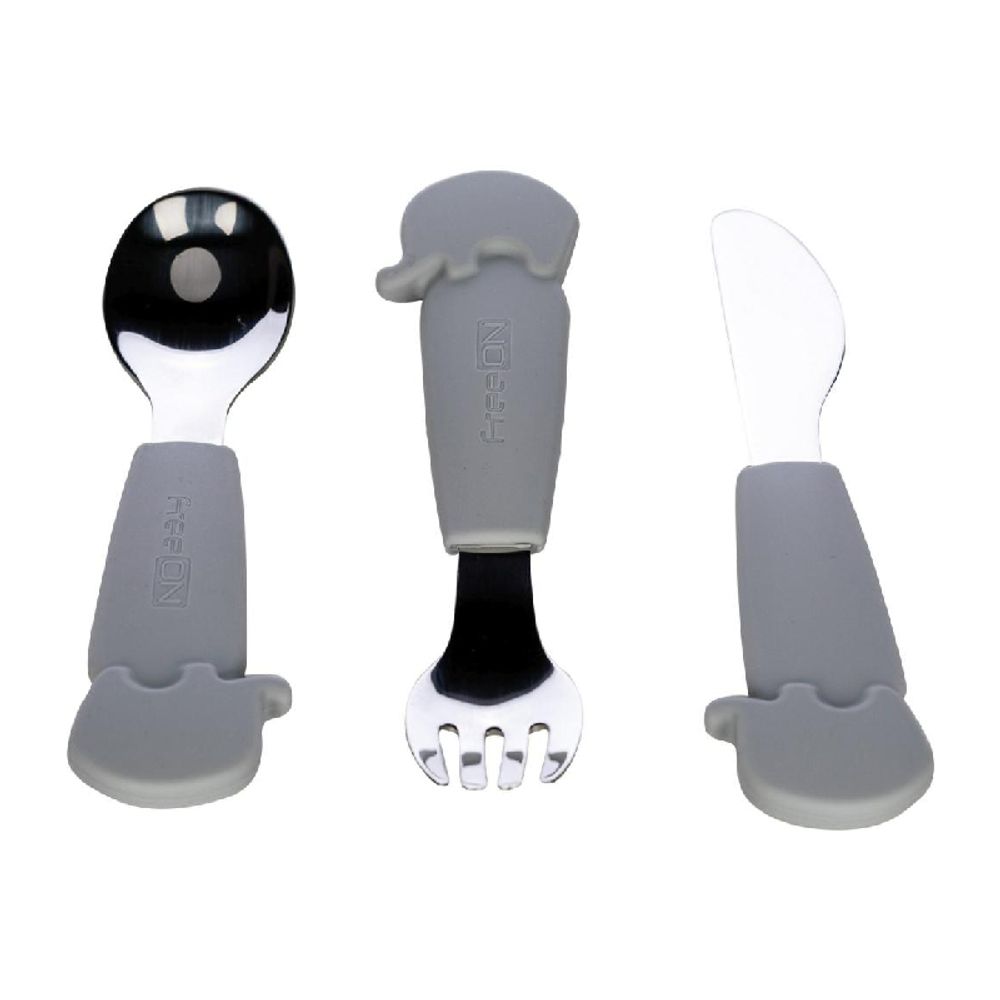 FreeON Cutlery Kašikica, viljuškica i nožić sivi slika 1
