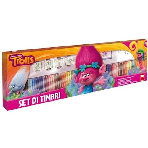 TROLLS-SET 60 FLOMASTERA+ 55 NALJEPNICA, ŠABLONA slika 1