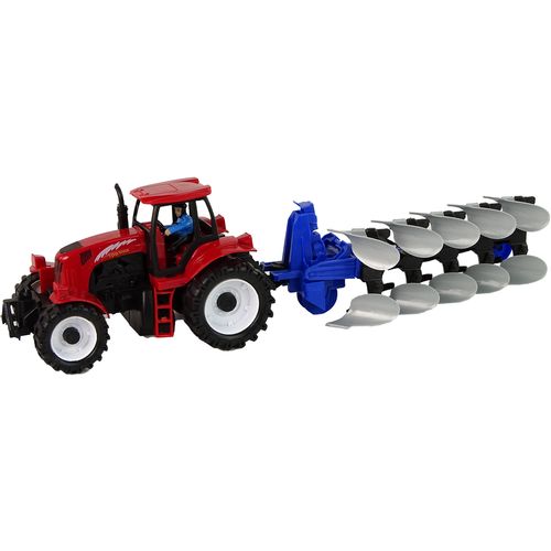 Traktor s plugom crveno-plavi slika 2