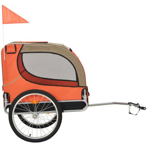 Prikolica za bicikl za psa narančasto-siva slika 10