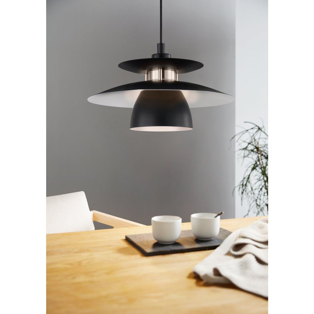 Eglo viseća lampa brenda e27 1x40w crno, saten nikal v:1500mm o320mm slika 2