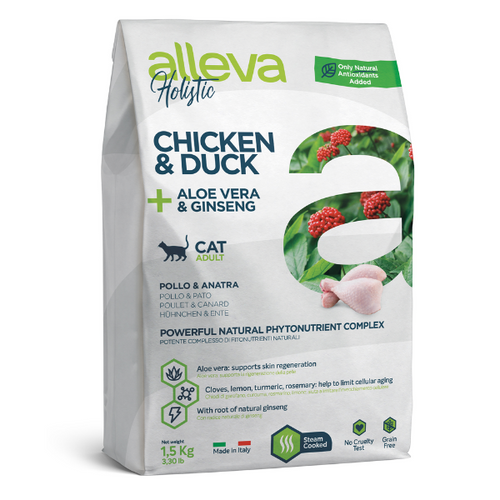 Alleva Holistic Adult Cat Chicken &amp; Duck + Aloe Vera &amp; Ginseng 1.5 kg slika 2