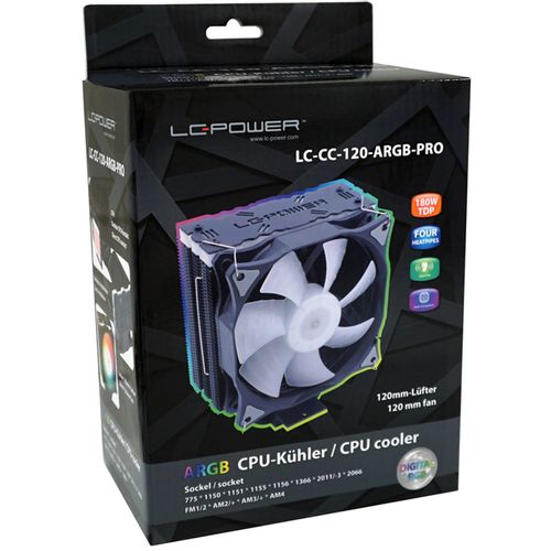 CPU Cooler LC-CC-120-ARGB-PROIntel LGA 775/115x/1366/2011/2011-3/2066;AMD AM2+/AM3/AM3+/AM4 slika 3